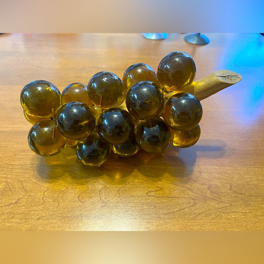 Mid Century Modern Amber lucite grape cluster